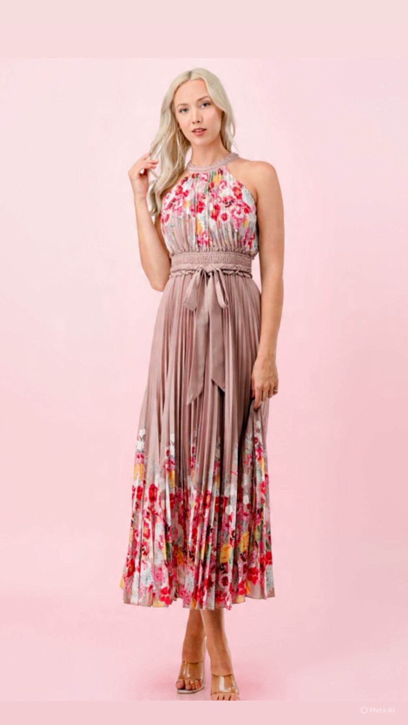 Peony Platted Maxi Dress