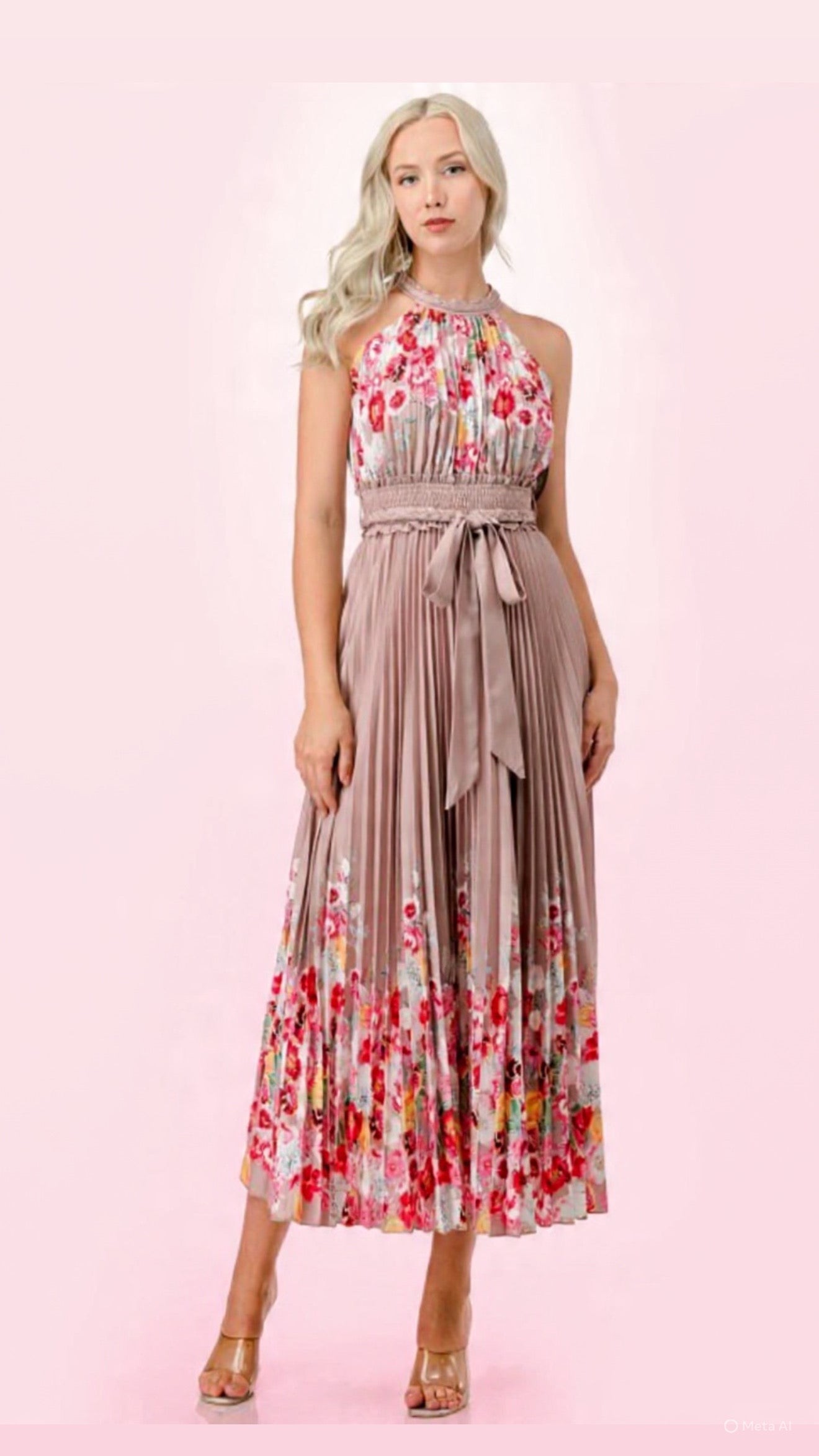 Peony Platted Maxi Dress